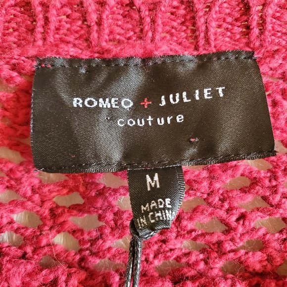 Romeo + Juliet Couture Red and White Open Weave Sweater Size M NWT - Picture 12 of 16